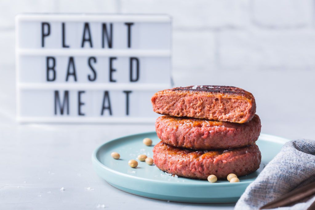 Burgers made from plant based meat
