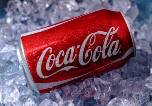 Can of Coca-Cola on ice