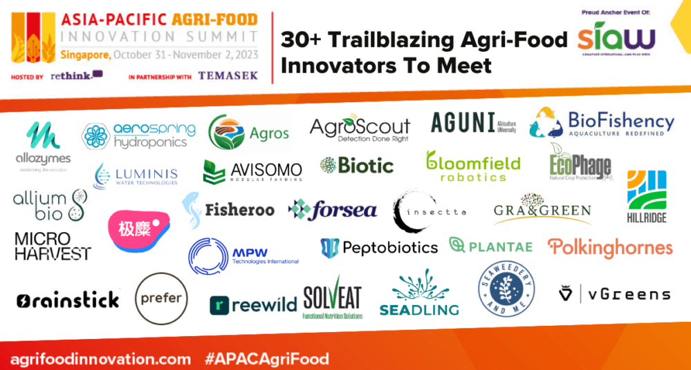 30 startups accelerating the transition to a climate-smart food system will showcase their innovations at the Asia-Pacific Agri-Food Innovation Summit in Singapore, Oct 31-Nov 2.