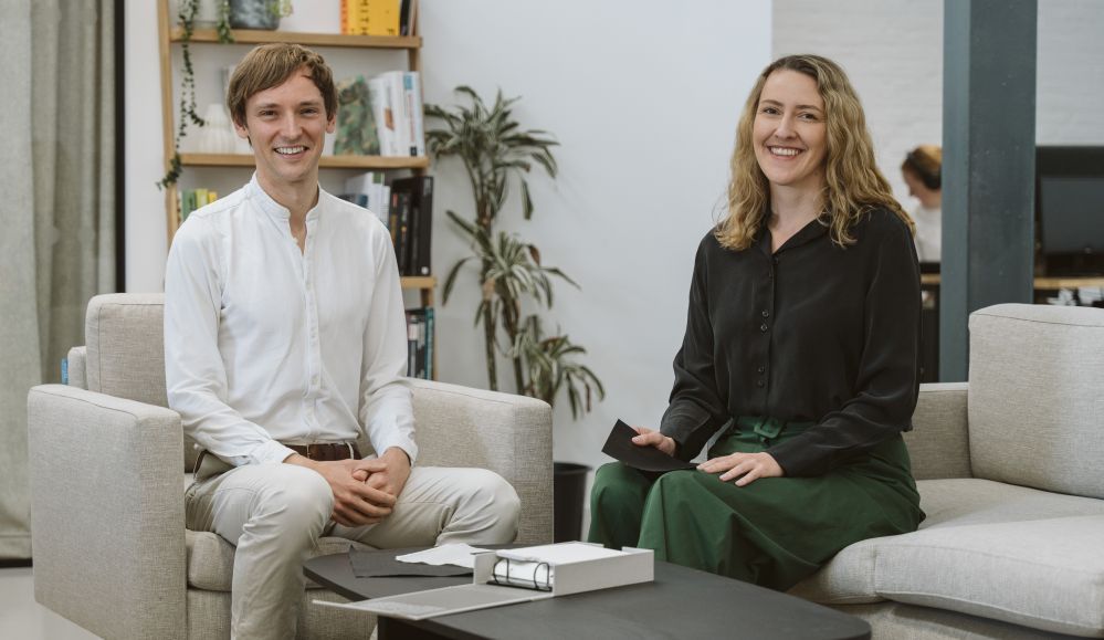 Modern Synthesis cofounders Dr. Ben Reeve (left) and Jen Keane (right).