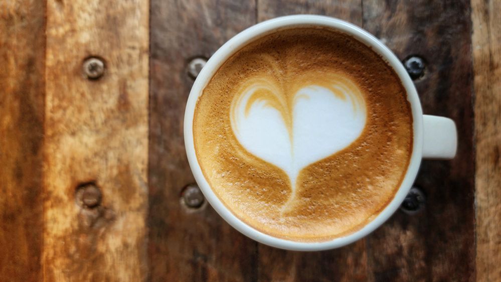 Heart-shaped latte art coffee 