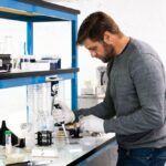 ZBiotics founder Zachary Abbott in the lab