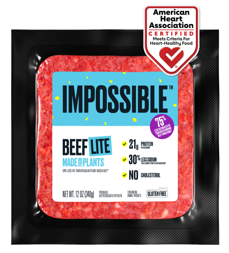 Impossible Beef Lite with heart health check from American Heart Association