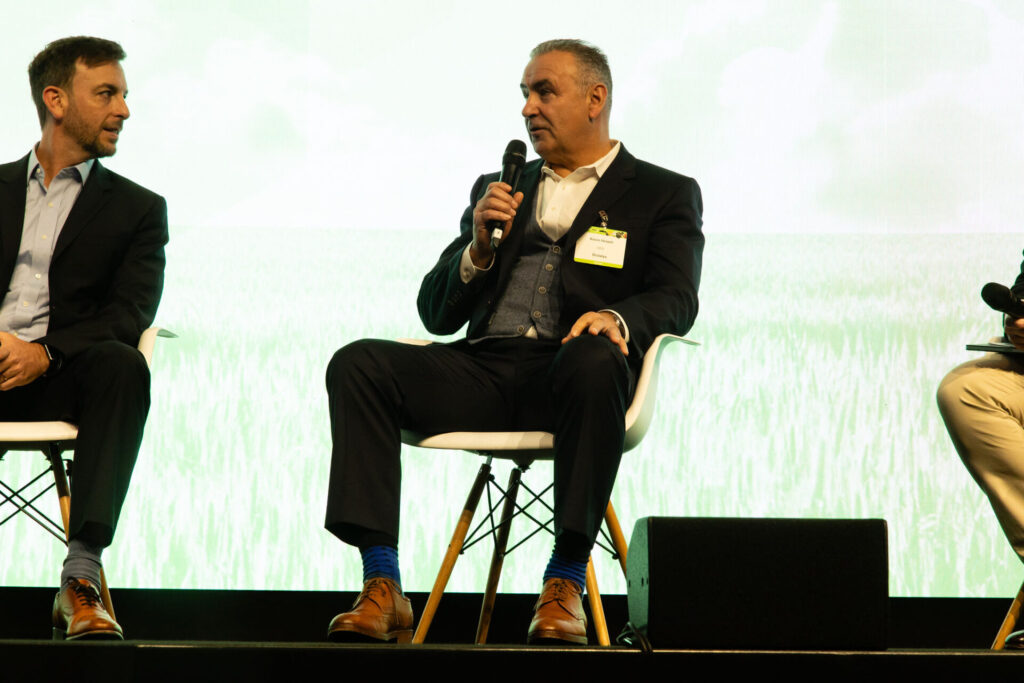 Biotalys CEO Kevin Helash on stage at the World Agri-Tech summit in London. Image credit: Rethink Events