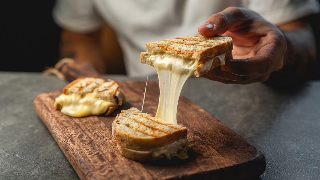 Cheesy toast made with animal free daory proteins