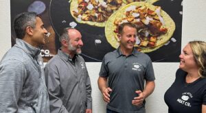 L-R: Nikhil Prashar (CFO), Moran Farhi (EVP, tech), Paul Shapiro (CEO), and Andrea Choe (VP, ops). Image credit: The Better Meat Co