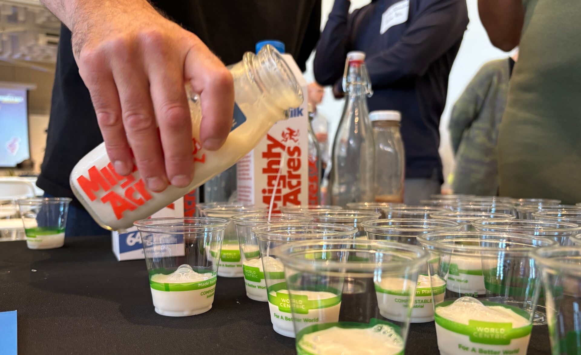 Alpine Bio's highly soluble soy protein isolate on display in a high-protein soymilk sampled at MISTA's growth hack in San Francisco. Image credit: Elaine Watson