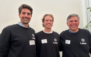 L-R: Matthew Skinner (head of product), Rick Marquardt (head of strategy), and Mike Messersmith (CEO) at Lasso. Image credit: Elaine Watson