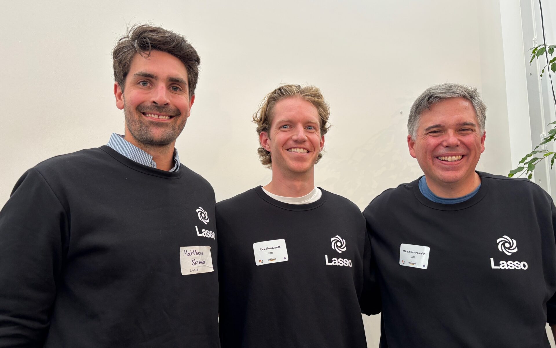 L-R: Matthew Skinner (head of product), Rick Marquardt (head of strategy), and Mike Messersmith (CEO) at Lasso. Image credit: Elaine Watson