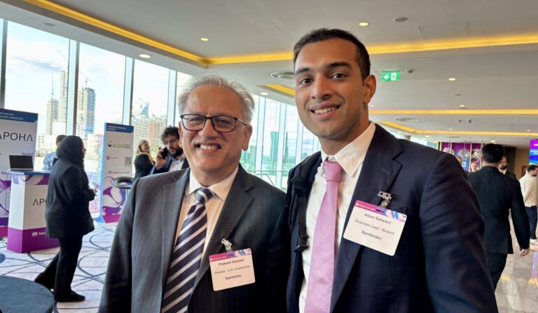L-R: Prakash Sawlani and Arjun Satwani at Symbiotec. Image credit: Elaine Watson