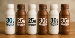 High protein drinks are often targeted at GLP-1 users. Image credit: ChatGPT