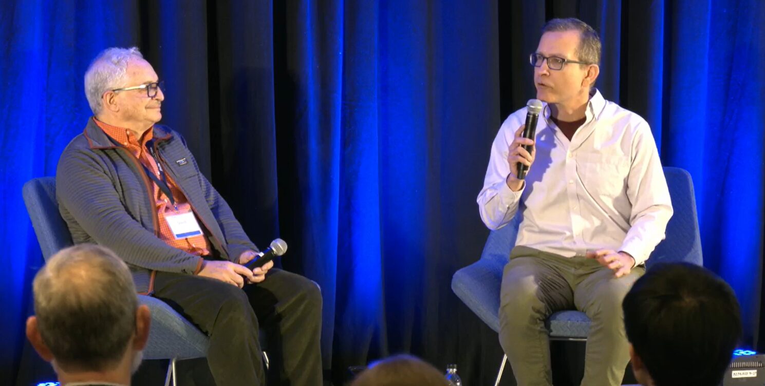 Tufts University Center for Cellular Agriculture director David Kaplan PhD and GFI founder Bruce Friedrich.