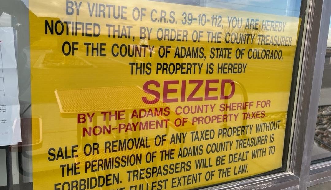 Meati non-payment of taxes sign