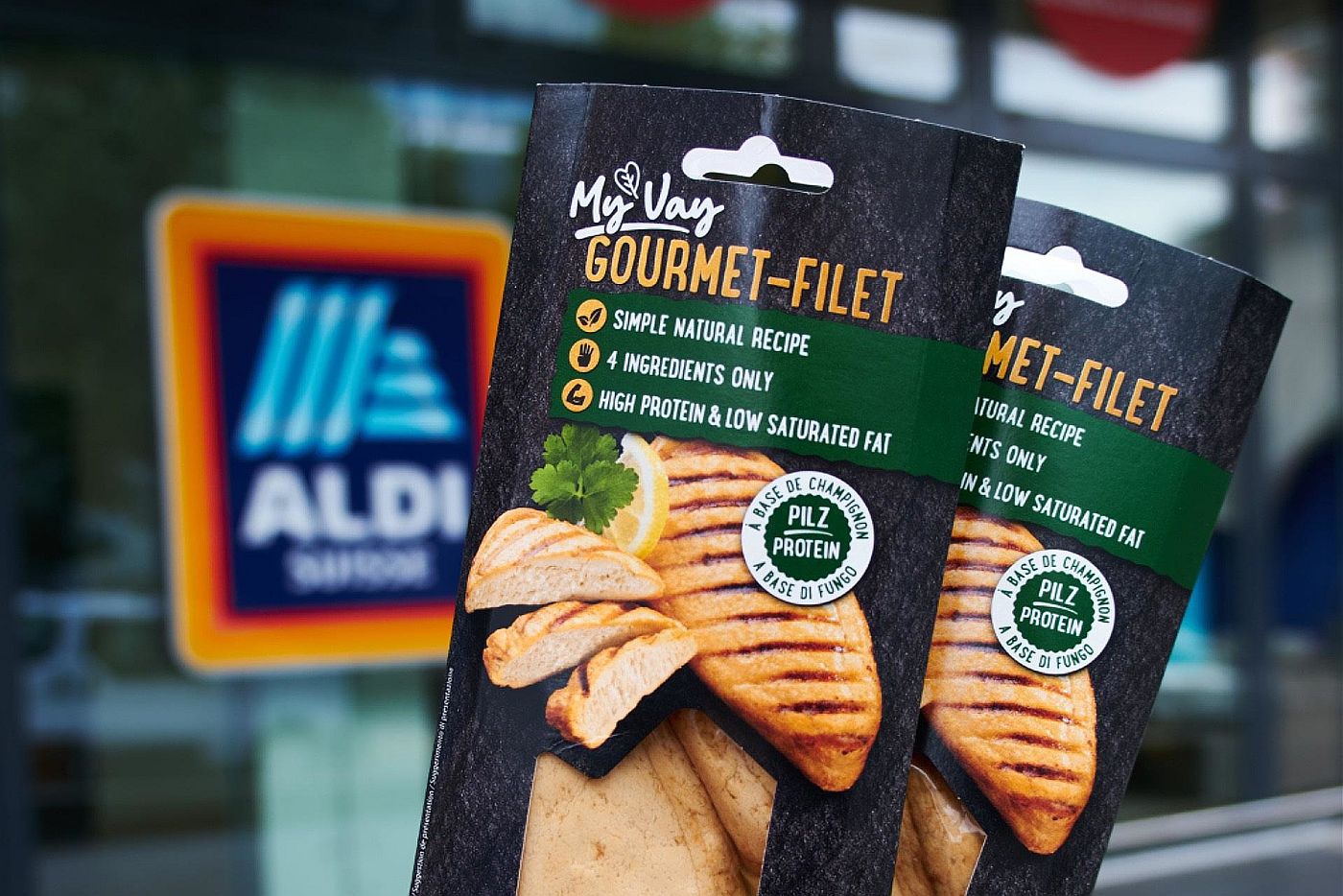 ALDI Suisse MyVay Gourmet Filet made with Planetary’s mycoprotein. Image credit: Planetary