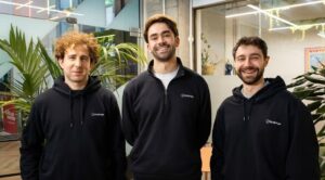 Bindbridge cofounders Dr Alex Campbell (CTO), Dr George Crane (CEO), and Dr Simon Spasov (lead ML scientist)