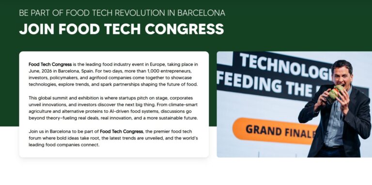 The conference website bills the Food Tech Congress as 'The premier food tech forum.'