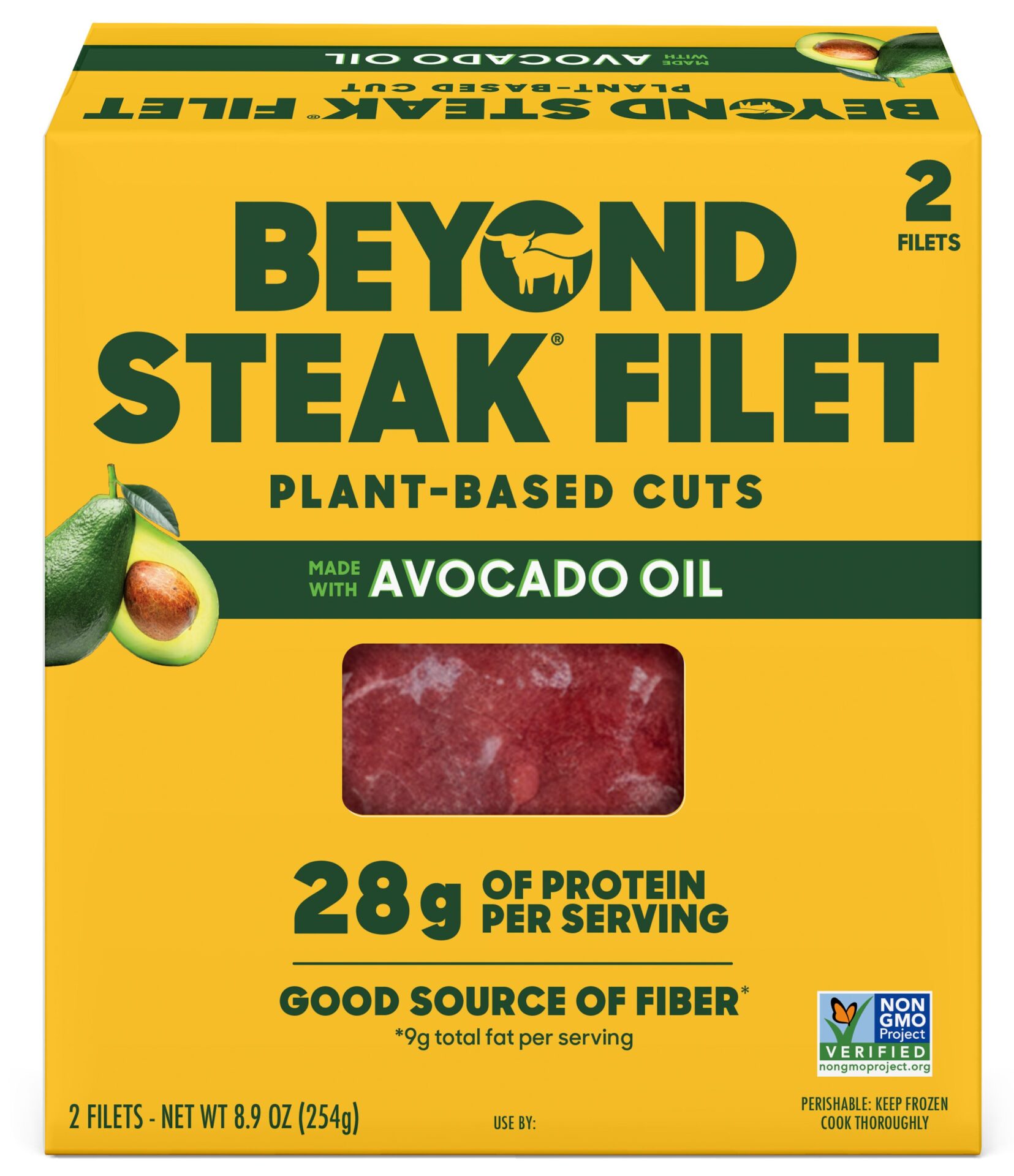 The Beyond Steak Filet is made from The filet, made from wheat gluten and faba bean protein and contains 28g of protein. Image credit: Beyond Meat