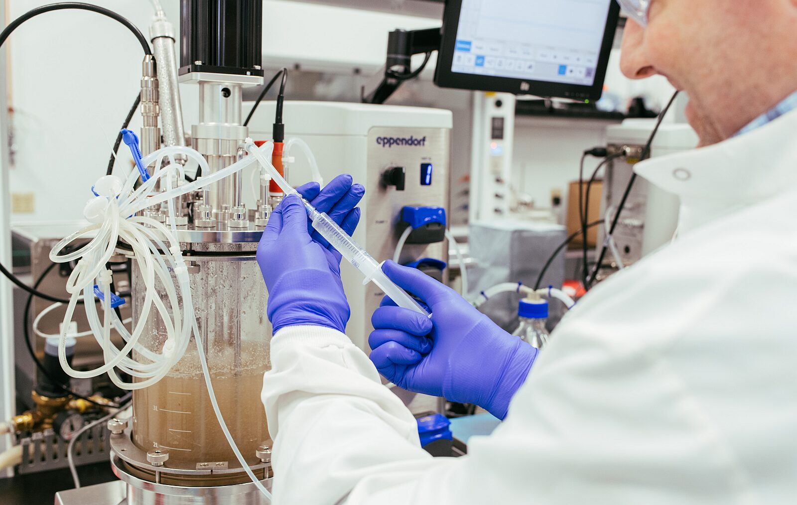 Plant cell culture sampling from Bioreactor Ayana Bio Image credit Ayana Bio