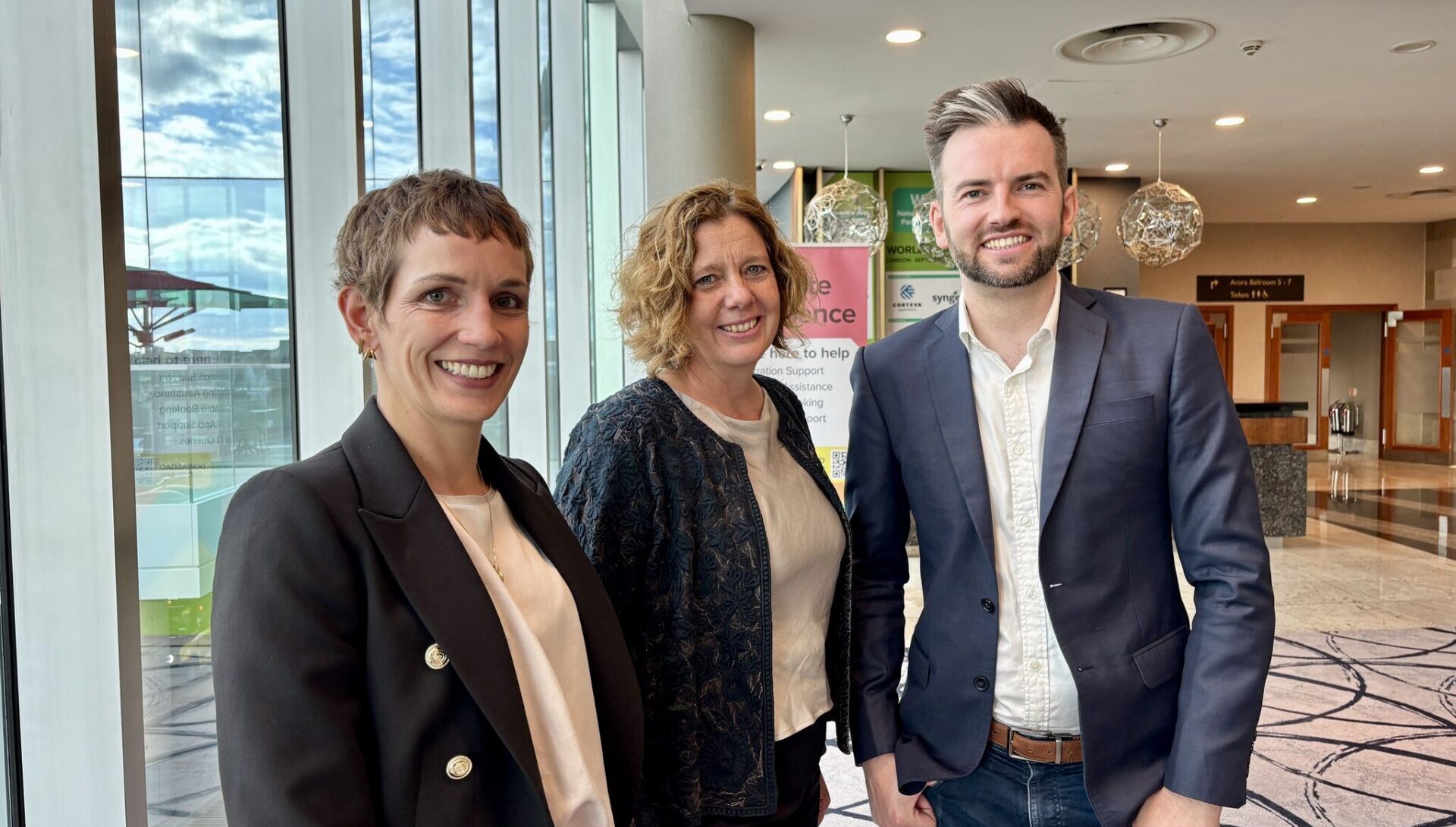 L-R: Resurrect Bio head of business development Elisa Arthofer, PhD; board chair An Michiels; and cofounder and CEO, Cian Duggan, PhD. Image credit: Elaine Watson